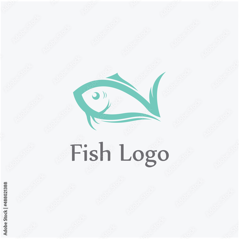 Fototapeta premium Fish logo, fishinghook, fish oil and seafood restaurant icon. With vector icon concept design illustration template