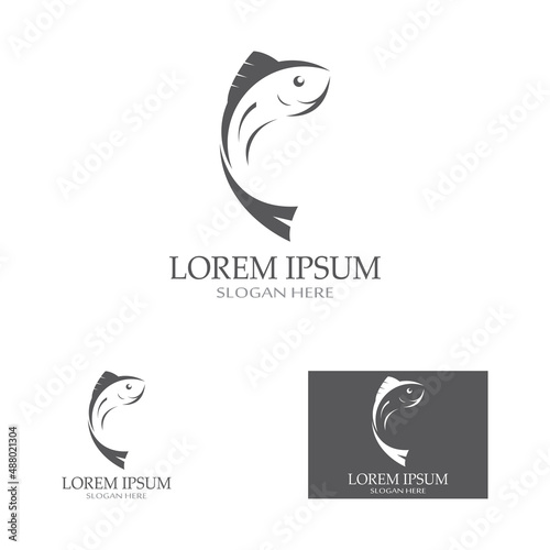 Fish logo, fishinghook, fish oil and seafood restaurant icon. With vector icon concept design illustration template