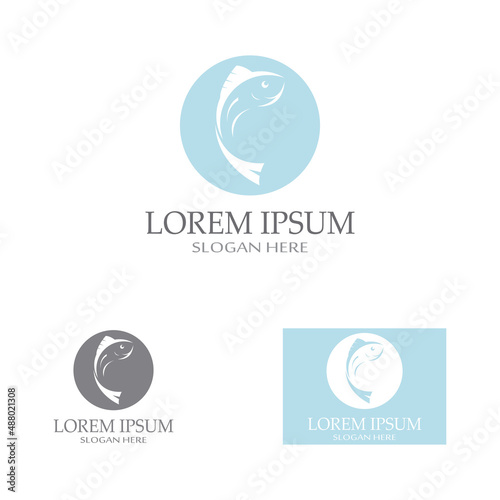 Fish logo, fishinghook, fish oil and seafood restaurant icon. With vector icon concept design illustration template
