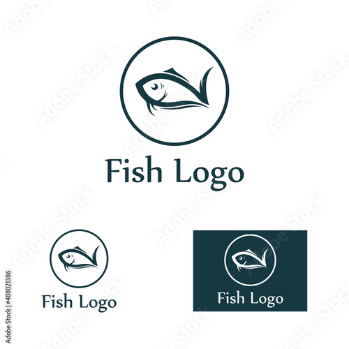 Fish logo, fishinghook, fish oil and seafood restaurant icon. With vector icon concept design illustration template