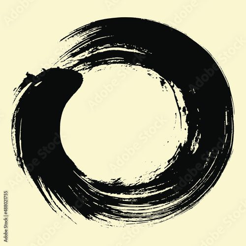 Enso Zen Japanese Circle Brush Sumi-e Vector Illustration Ink Logo Design Vector
