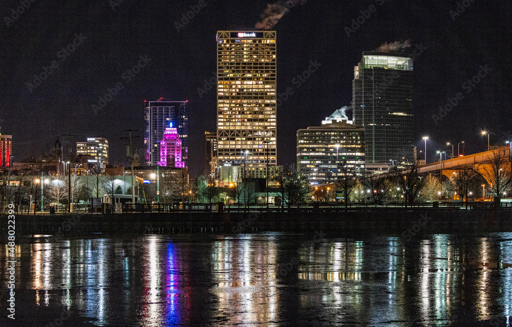 city skyline at night