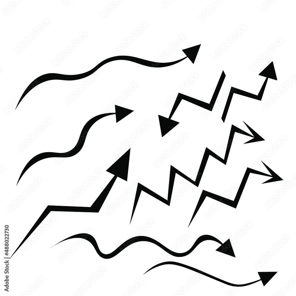 Hand drawn black arrows isolated on white background. Vector illustration design element set. Hand drawn black arrows isolated on white background. Vector illustration design element set.