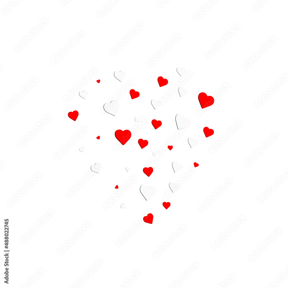 Red and pink hearts at white background. hearts texture. hearts background. Template Background Design, Greeting Card, Poster. Valentine Day. Vector illustration
