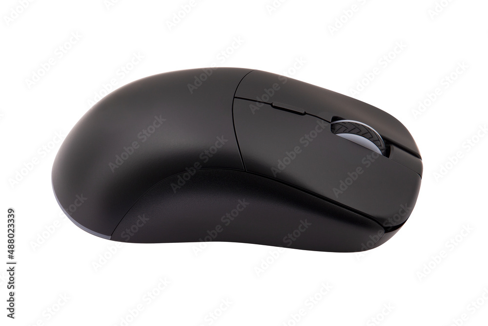 Black gaming wireless laser computer mouse isolated on white background Black gaming wireless laser computer mouse isolated on white background