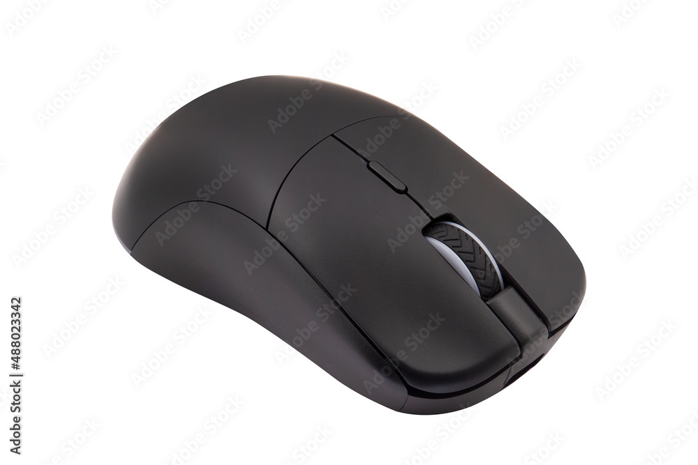 Black gaming wireless laser computer mouse isolated on white background Black gaming wireless laser computer mouse isolated on white background