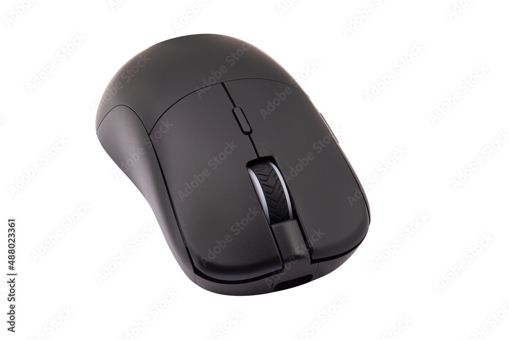 Black gaming wireless laser computer mouse isolated on white background Black gaming wireless laser computer mouse isolated on white background