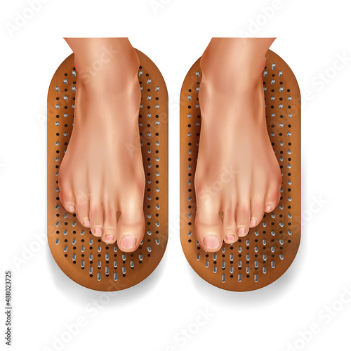 Realistic Yoga Sadhu Feet Top Composition