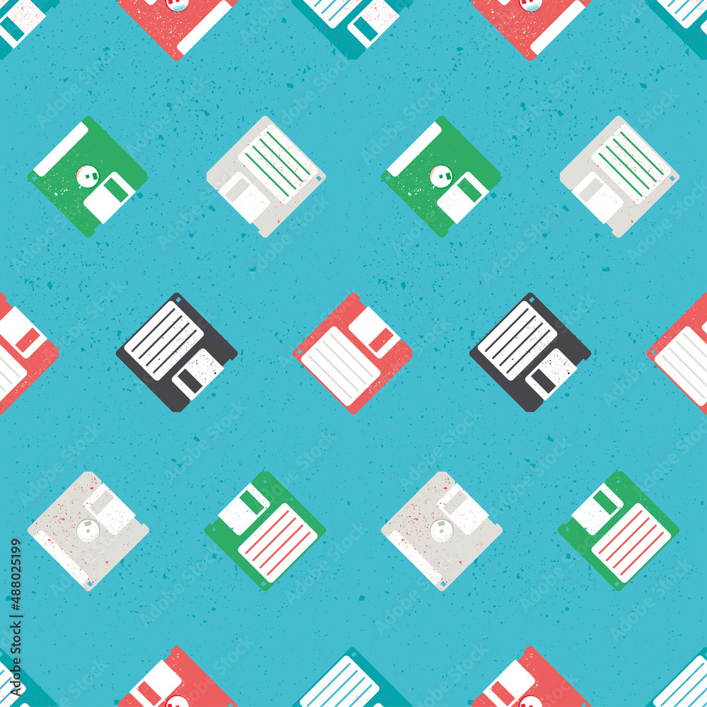 Floppy disks. Seamless vector pattern. All elements are editable. Vector illustration