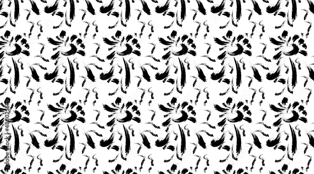 Pattern in grunge style. Black brush strokes on a white background. Grunge black and white background for decoration.
