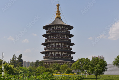 Traditional Chinese Pagoda in Luoyang, Henan Province, China.  photo