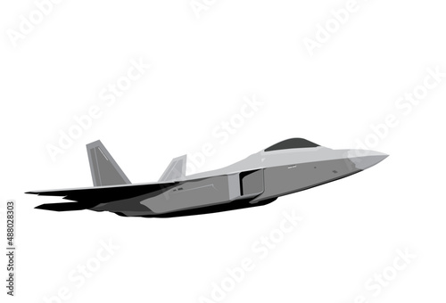 F-22 Raptor. Stealth fighter jet. Stylized drawing of a modern military aircraft. Vector image for prints, poster and illustrations.