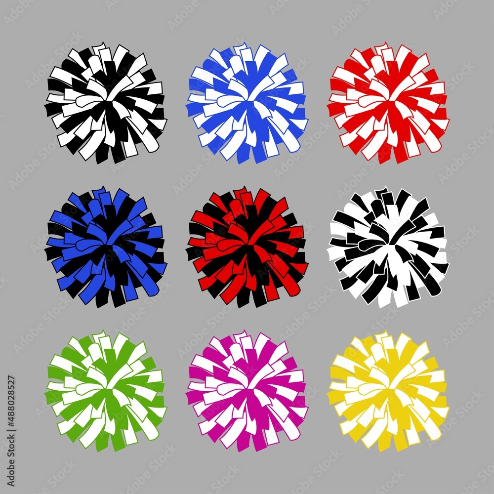 vector set of colorful pom poms - obrazy, fototapety, plakaty 