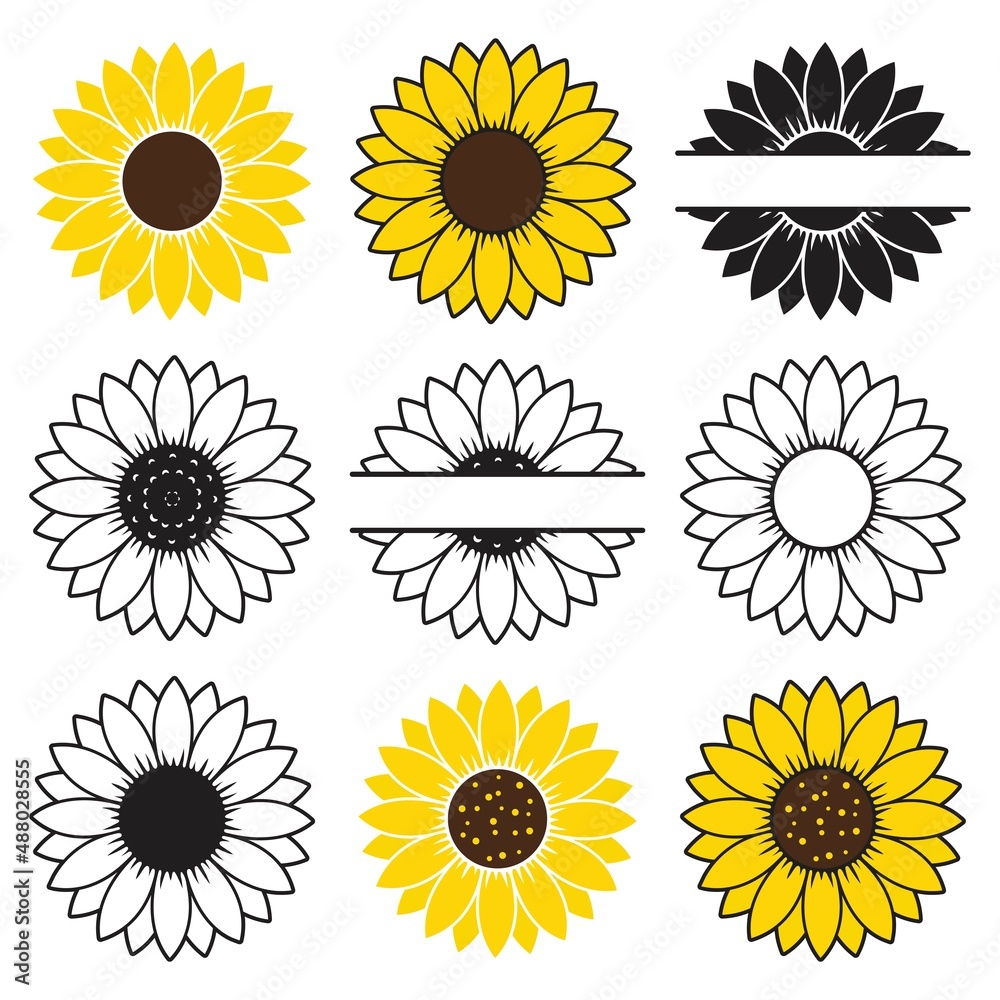 vector sunflower icons Stock Vector | Adobe Stock