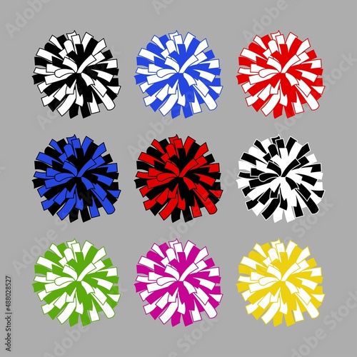 vector set of colorful pom poms photo