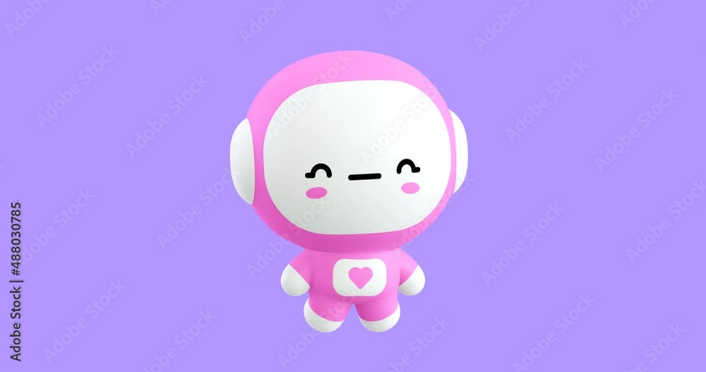 Funny Looped cartoon kawaii astronaut girl character. Cute emotions and move animation. 4k video Funny Looped cartoon kawaii astronaut girl character. Cute emotions and move animation. 4k video