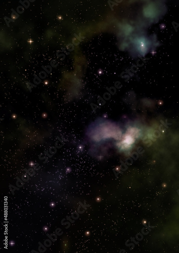 Star field in space and a nebulae