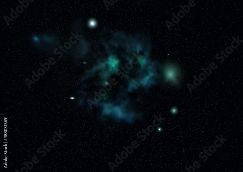 Star field in space and a nebulae
