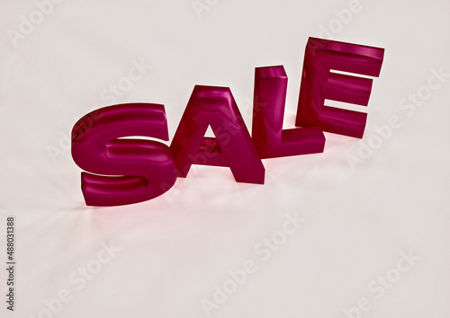 Dimensional inscription of SALE. 3D illustration.