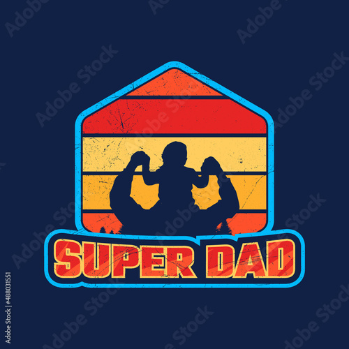 Super Papa - t-shirt print with spanish text. Happy father`s day,Super dad t-shirt design. Hand drawn lettering composition. Father day gift. Vector vintage illustration.