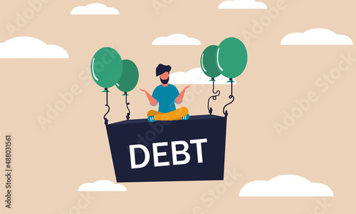 Hard debt business and employee finance recession. Stone credit and problem money salary vector illustration concept. Trouble people with loss loan and character unemployed. Risk poor office economy