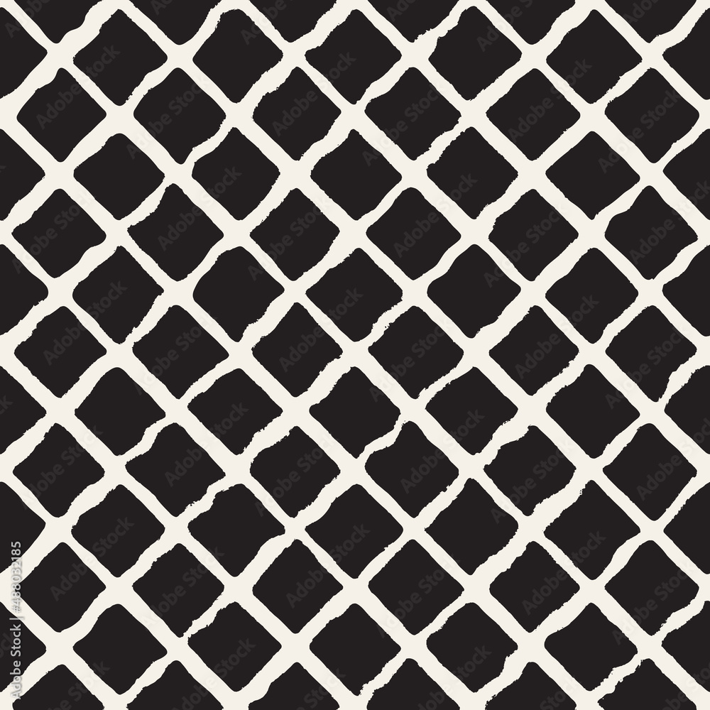 Naklejka premium Vector seamless hand-painted pattern. Abstract decorative background with brush strokes. Monochrome hand-drawn texture.