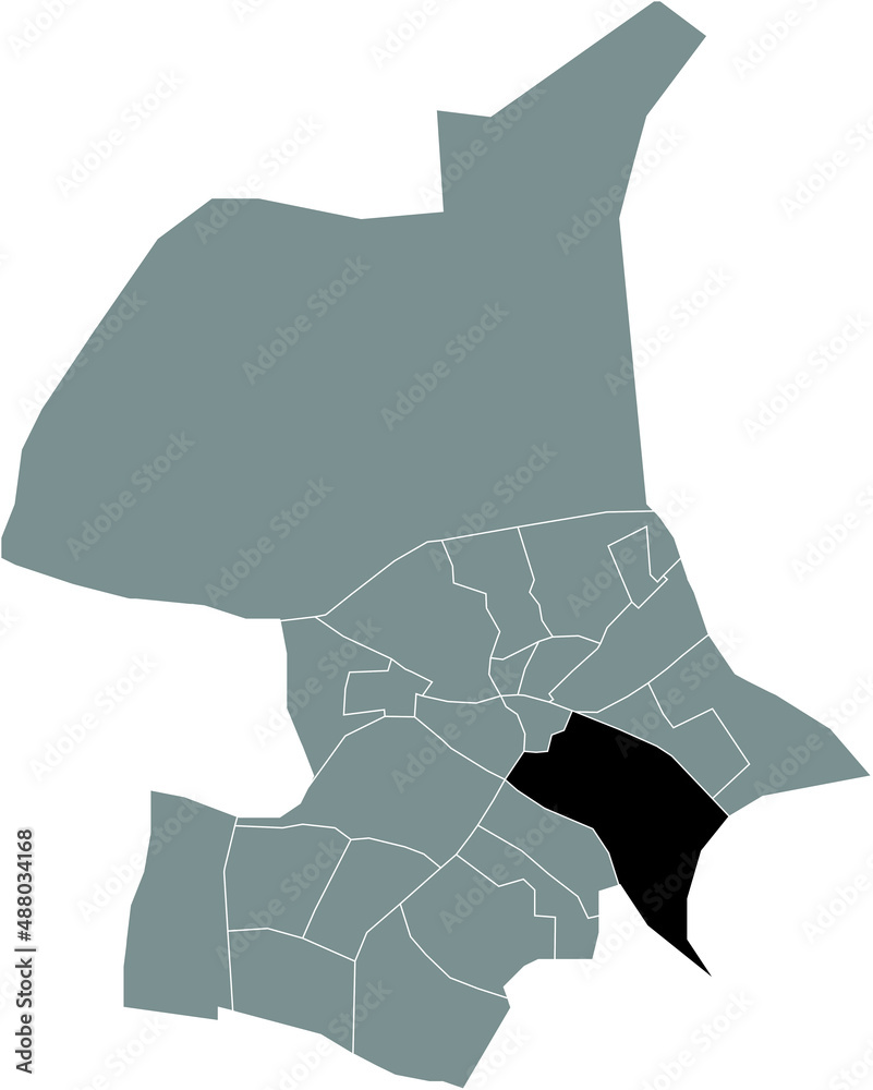 Black flat blank highlighted location map of the ARNHEMSE BROEK DISTRICT  inside gray administrative map of Arnhem, Netherlands Stock Vector | Adobe  Stock