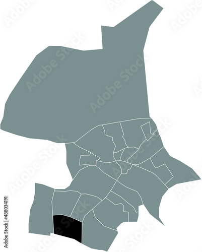 Black flat blank highlighted location map of the DE LAAR DISTRICT inside gray administrative map of Arnhem, Netherlands photo