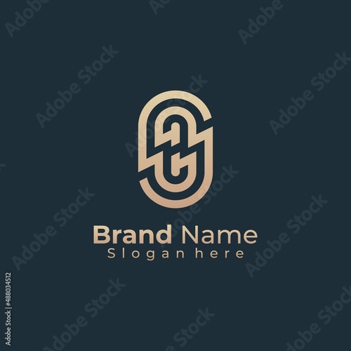 Modern trendy minimal monogram HS SH H S gradient gold logo design vector