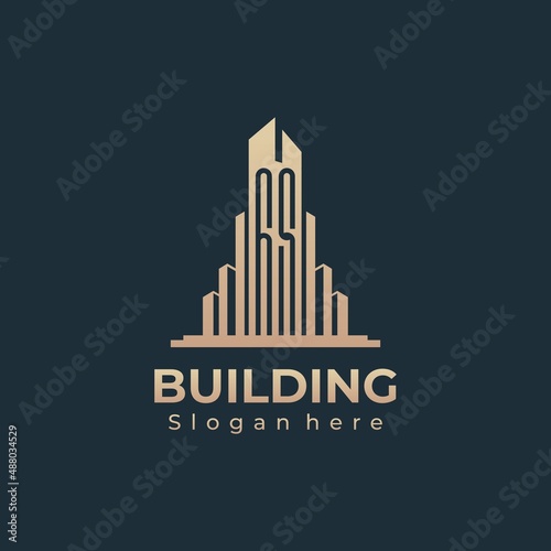 Letter GS With Building For Construction Company Logo, GS line building logo