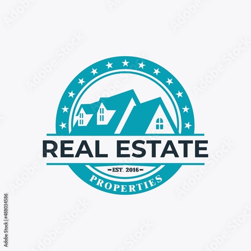 Modern real estate badge circle logo design with business card