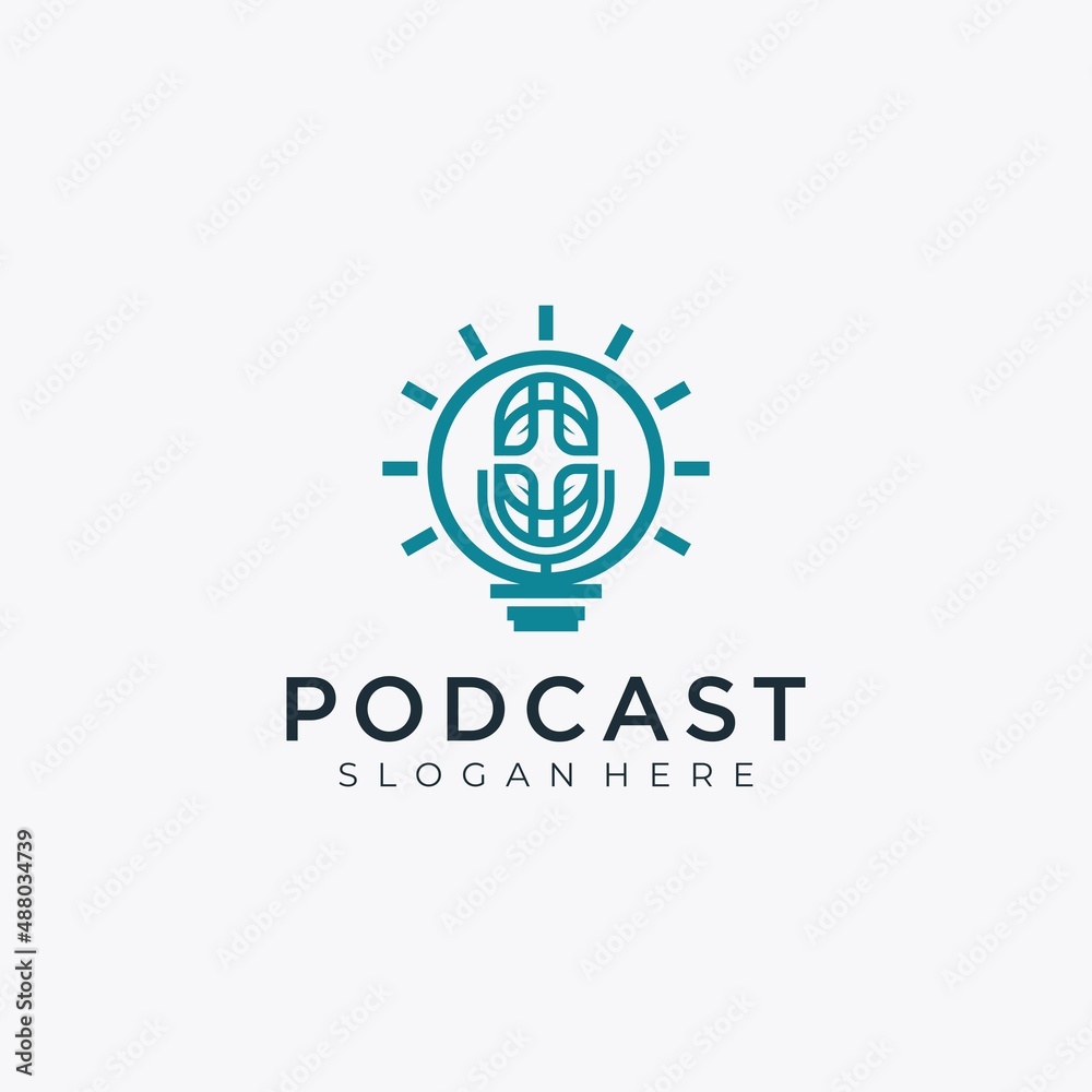podcast nature idea bulb logo icon design vector, Podcast lamp logo design vector podcast nature idea bulb logo icon design vector, Podcast lamp logo design vector
