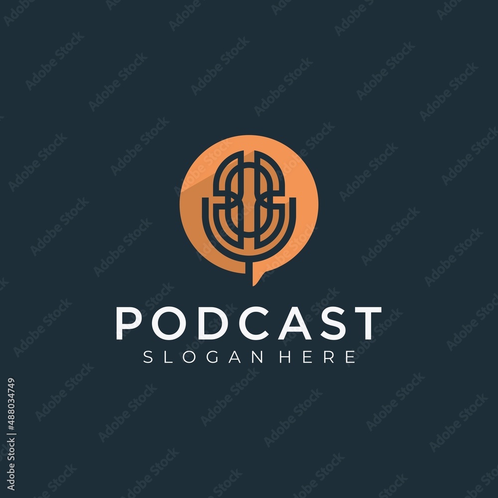 Creative podcast logo design, podcast and bubble chat logo design vector Creative podcast logo design, podcast and bubble chat logo design vector