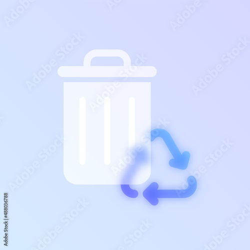 ecology glass morphism trendy style icon. reuse waste transparent glass color vector icon with blur and purple gradient. for web and ui design, mobile apps and promo business polygraphy