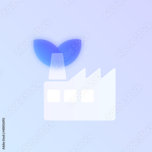ecology glass morphism trendy style icon. eco factory transparent glass color vector icon with blur and purple gradient. for web and ui design, mobile apps and promo business polygraphy