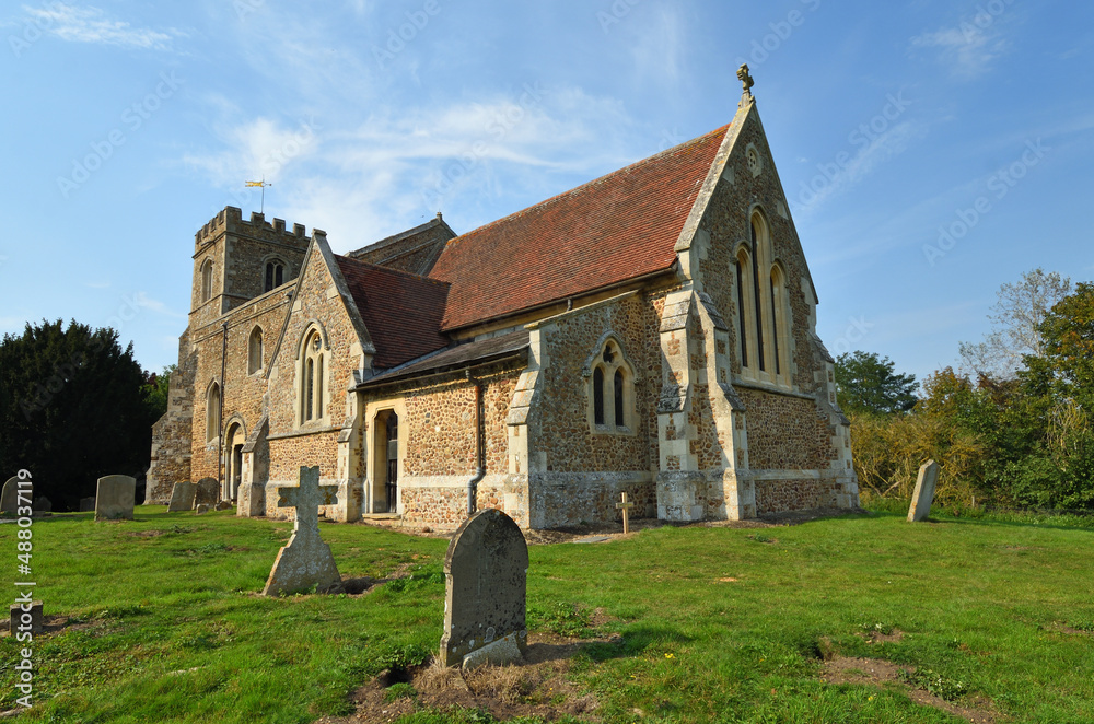 St Deny's Church, Little Barford, Bedfordshire in sunshine
