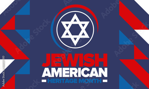 Jewish American Heritage Month. Jewish American contribution to the history United States. Celebrated annual in May. Star of David. Israel symbol. Vector poster, creative illustration