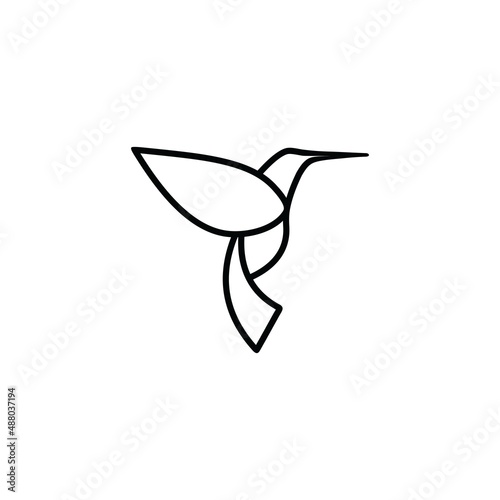Simple hummingbird line logo icon design vector illustration