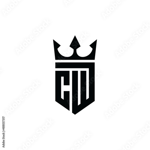 Letter logo CW or WC with crown icon vector.