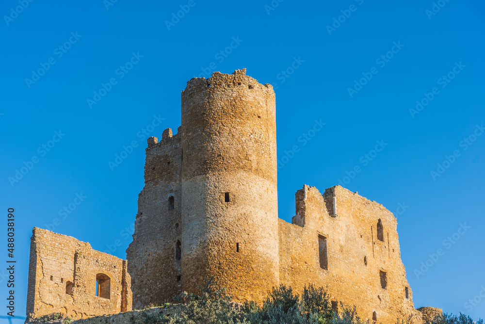View of Mazzarino Medieval Castle, Caltanissetta, Sicily, Italy, Europe