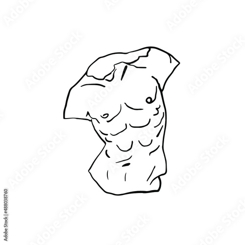 vector countinious line drawing of ancient greek sculpture isolated on white background