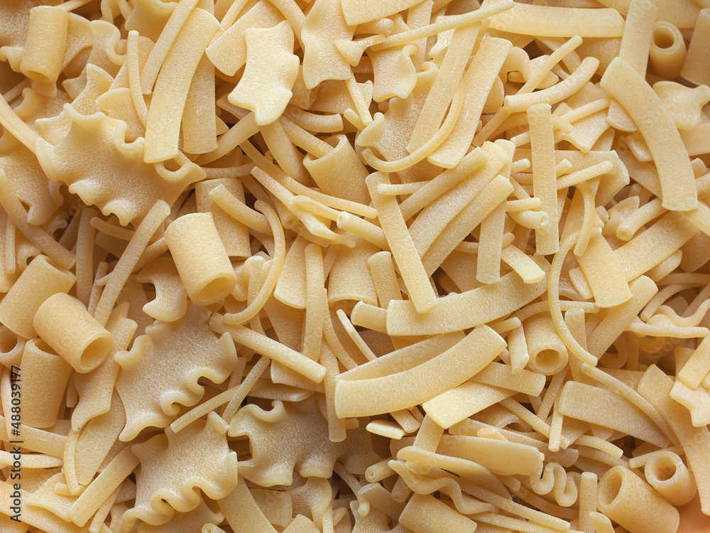 mixed pasta of various shapes background mixed pasta of various shapes background