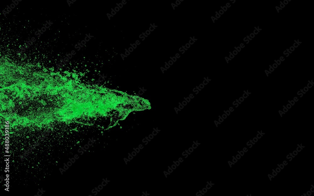 Fototapeta premium green water jet over black