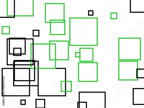 Abstract green grey squares with white background