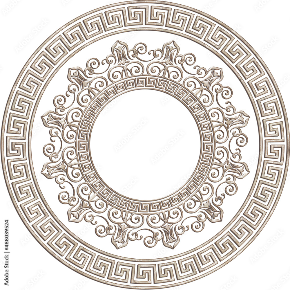 3D-image beige marble antique greek central ornament for ceiling decoration 3D-image beige marble antique greek central ornament for ceiling decoration