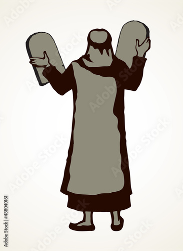 Moses with the tablets. Vector drawing