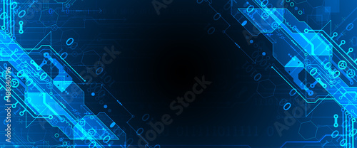 Abstract background on technological and scientific topics. Various techno details with using digital code. Vector format.