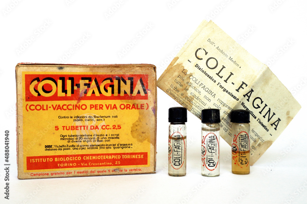 Vintage 1930s COLI-FAGINA Vaccine with Bacterial lysates of Escherichia ...