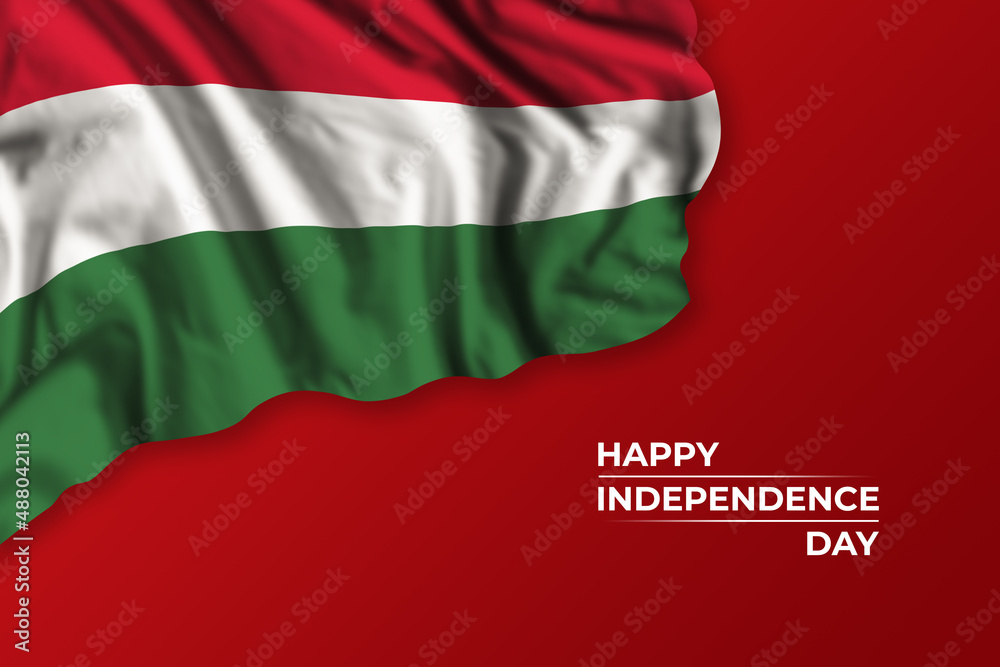 Hungary independence day greetings card with flag Hungary independence day greetings card with flag