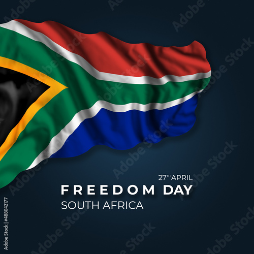 South Africa Freedom day greetings card with flag